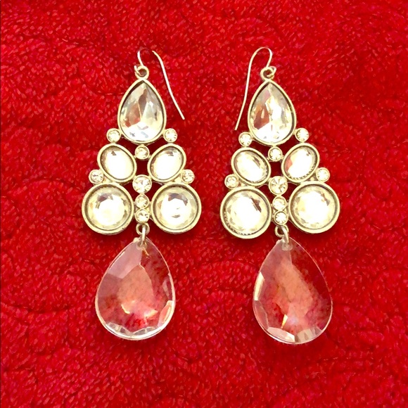 Crystal & Diamond Drop Earrings - Picture 1 of 3
